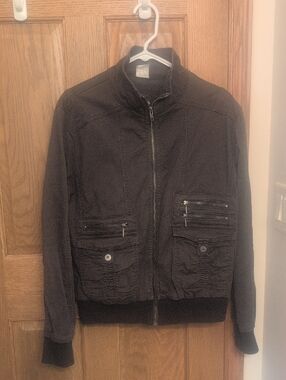 Dark Green Zip-Front Utility Jacket